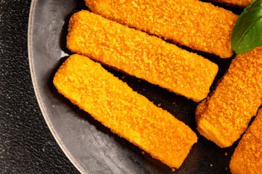 Balıklar deniz mahsulleri kıyma ikinci tabak lezzetli aperatif lezzetli gurme yemek arkaplan masa üzerinde rustik gıda üst görünüm fotokopi alanı pesseeter diyet