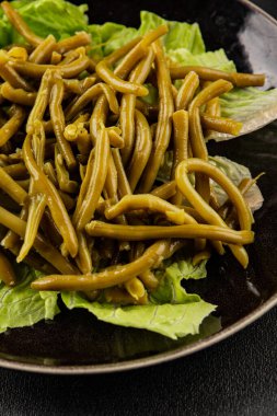 Çalı fasulyesi, yeşil fasulye, sebze, sebze, sebze, çerez, lezzetli, gurme, arka plan, masa, kırsal kesim, fotokopi alanı, vejetaryen ve vejetaryen yemekleri.