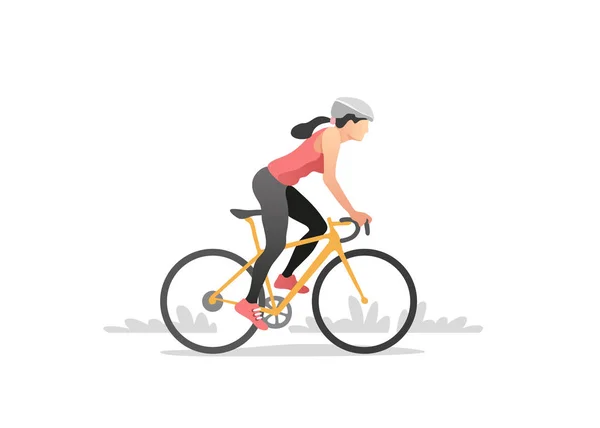 Vrouw Met Een Fiets Gezonde Levensstijl Vectorillustratie — Stockvector