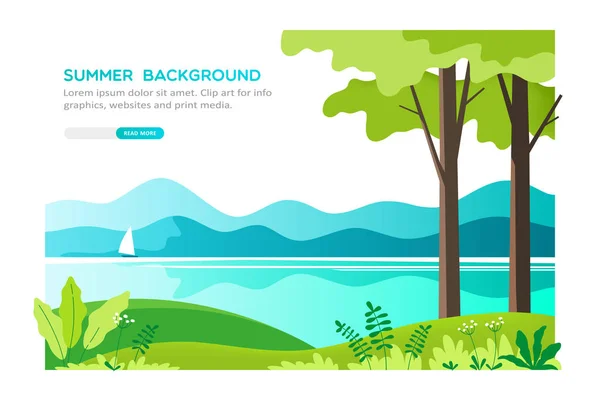 Zomer Landschap Achtergrond Vectorillustratie — Stockvector