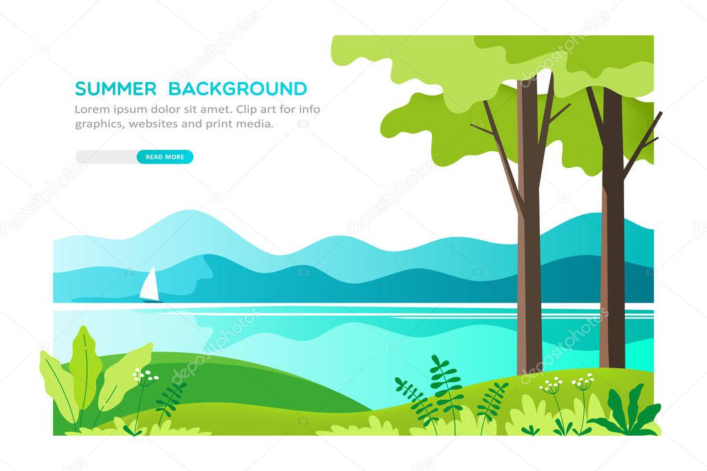 Summer landscape background. Vector illustration.
