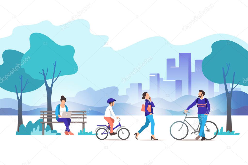 City park. Vector illustration.