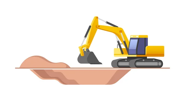 Excavator Action Construction Site Vector Illustration — Stock Vector