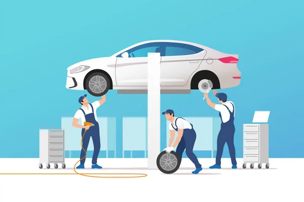 Auto Service Reparatie Vectorillustratie — Stockvector