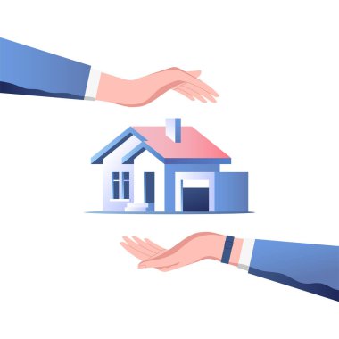 Ev sigortası konsepti. Güvenlik ve güvenlik servisi. Vektör illüstrasyonu.