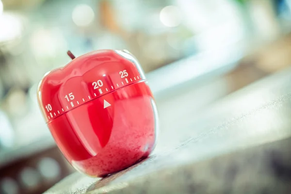 Minut Czerwona Kuchnia Minutnika Apple Kształt — Zdjęcie stockowe