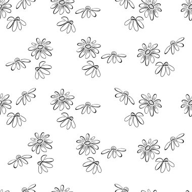 Sevimli karalama el çizimi pürüzsüz desen. Küçük çiçek arkaplanı. Kumaş, kağıt, duvar kağıdı üzerine basit tasarım baskısı için Doodle sanatı.