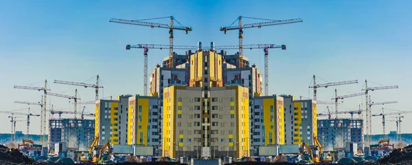 Construção Novo Bairro Residencial Cidade — Fotografia de Stock