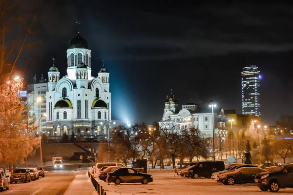 Rusia Ekaterinburg Locuri Emblematice Celebre Din Oraș Peisaj Oraș Iarnă — Fotografie, imagine de stoc