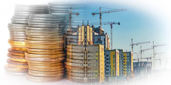 Panorama Van Het Gebouw Achtergrond Geld Het Concept Van Wijzigingen — Stockfoto