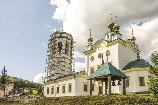 Russia Perm Region Orthodox Russian Church Background Summer Blue Sky — Stock Photo, Image