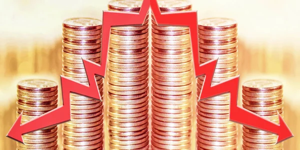 Rode Pijlen Achtergrond Van Geld Het Concept Van Veranderende Markten — Stockfoto