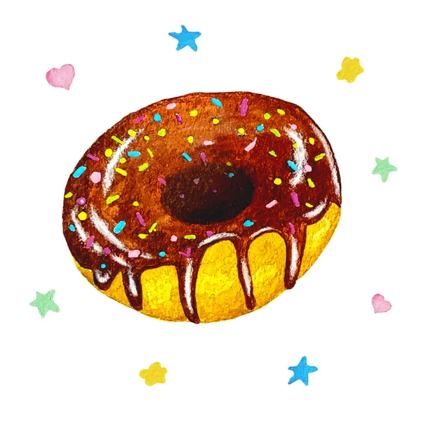 Aquarell Donuts Gebissen Prall Bright Delicious Nationaler Donut Tag Hausgemachtes — Stockfoto