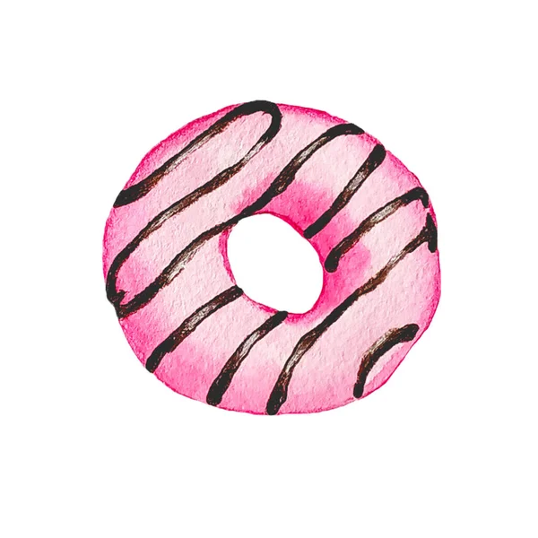 Watercolor Donuts Bitten Plump Bright Delicious National Donut Day Homemade — Stock Photo, Image