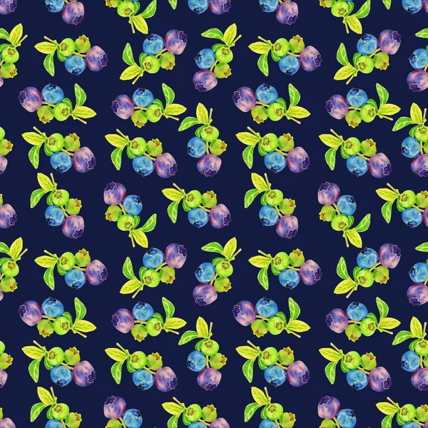 Sommer Berry nahtlose Muster. Mit Buntstiften gezeichnete Beeren. Blaubeeren. Design von Textilien, Scrapbooking, Papier, Verpackung — Stockfoto