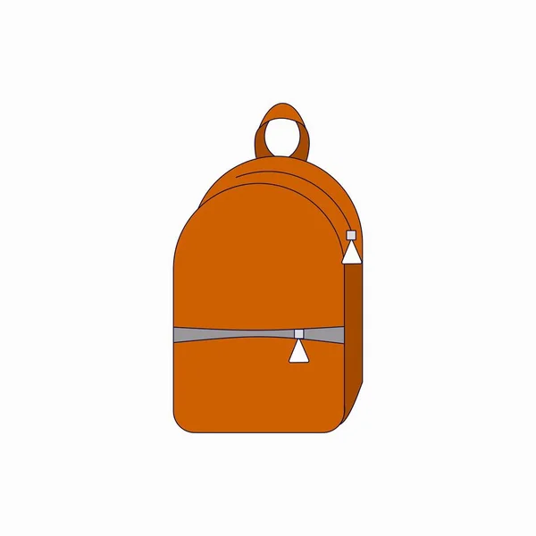 School, student backpack brown, vector illustration. Backpack for tourism and travel. Back to school. Backpack, isolated on white background — Stock Vector