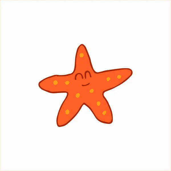 Starfish Desenhado Mão Estilo Doodle Colorido Isolado Sobre Fundo Branco —  Vetores de Stock