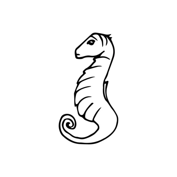 Lineare Silhouette stilisiertes Seepferdchen isoliert auf hellem Hintergrund. Skizze handgefertigt - Stock Vector Handgezeichnet. — Stockvektor