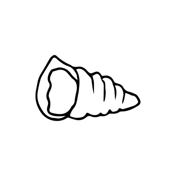 Спиральная морская раковина нарисованная вручную в стиле каракулей. Икона Shell Line на белом фоне. Раскраска . — стоковый вектор