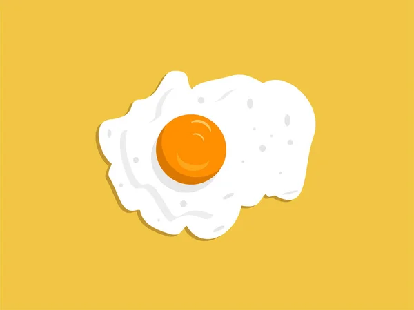 Jajko Smażone Żółte Pyszne Jajecznicę Ilustracja Wektora Żółtym Tle Projektowanie — Wektor stockowy
