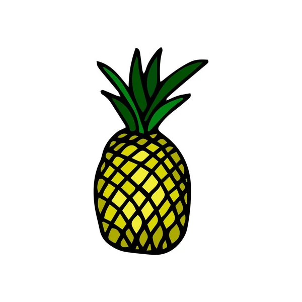 Icono de línea de piña de color. Elemento tropical de moda. Gráficos vectoriales. Aislado. Dibujado a mano — Archivo Imágenes Vectoriales