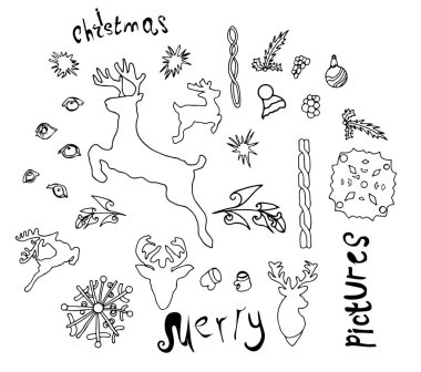 Christmas doodles coloring childrens drawings stencils decorate  clipart