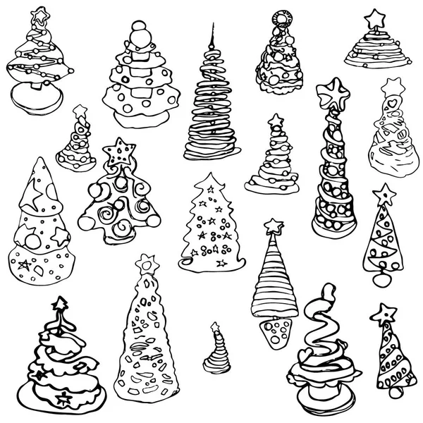 Vánoční stromeček dětem nový rok obrázky kluk zbarvení doodle — Stockový vektor