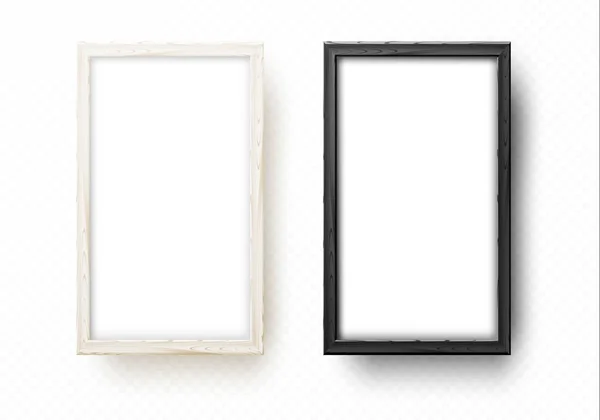 Two wooden frames for mock up. Artistic wood frame for art gallery. — Stock Vector