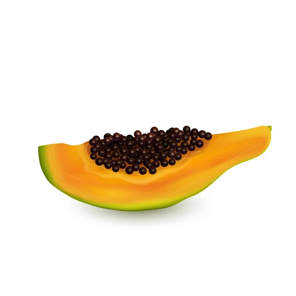 Rebanada de papaya. Fruta exótica en estilo vectorial realista . — Vector de stock