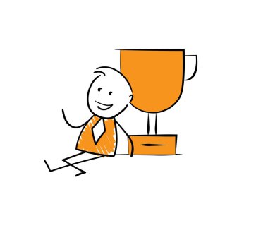 İşadamı, ofis çalışanı ve ödüllü yönetici. Erkek el çizimi karalama çizimi çizgi film tasarım karakteri - izole vektör çizimi insan çizimi.