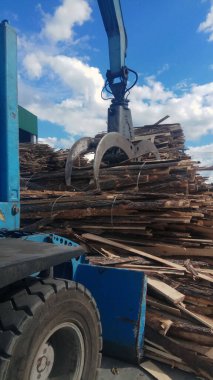 Bir elektrik santrali için odunu biyoyakıta dönüştürmek için gerekli ekipman.