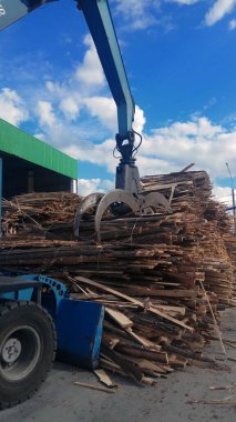 Bir elektrik santrali için odunu biyoyakıta dönüştürmek için gerekli ekipman.
