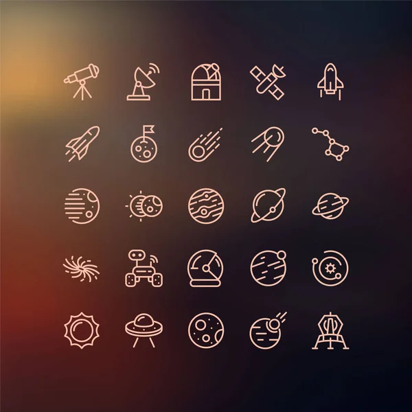 Astronomy Icons Outline Style All Icons Based Shapes Easy Change — Stock Vector