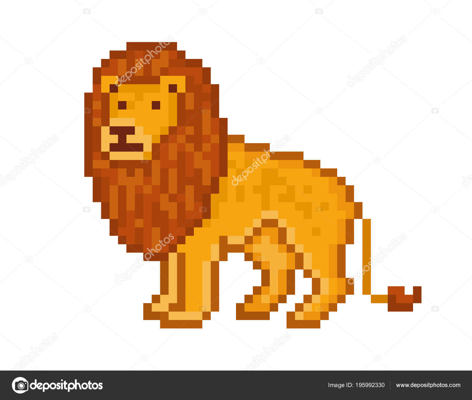 Желтый Лев Персонаж Мультфильма Изолированный Белом Фоне Wildlife.