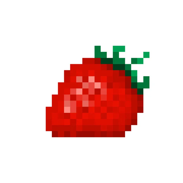 Fraise Rouge Icône Pixel Art Isolée Sur Fond Blanc Autocollant — Image vectorielle