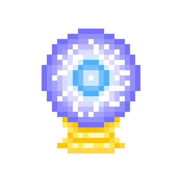 Brillante Bola Cristal Adivino Icono Pixel Art Aislado Sobre Fondo — Vector de stock