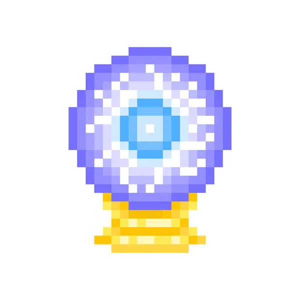 Boule Cristal Brillante Diseuse Bonne Aventure Icône Pixel Art Isolée — Image vectorielle