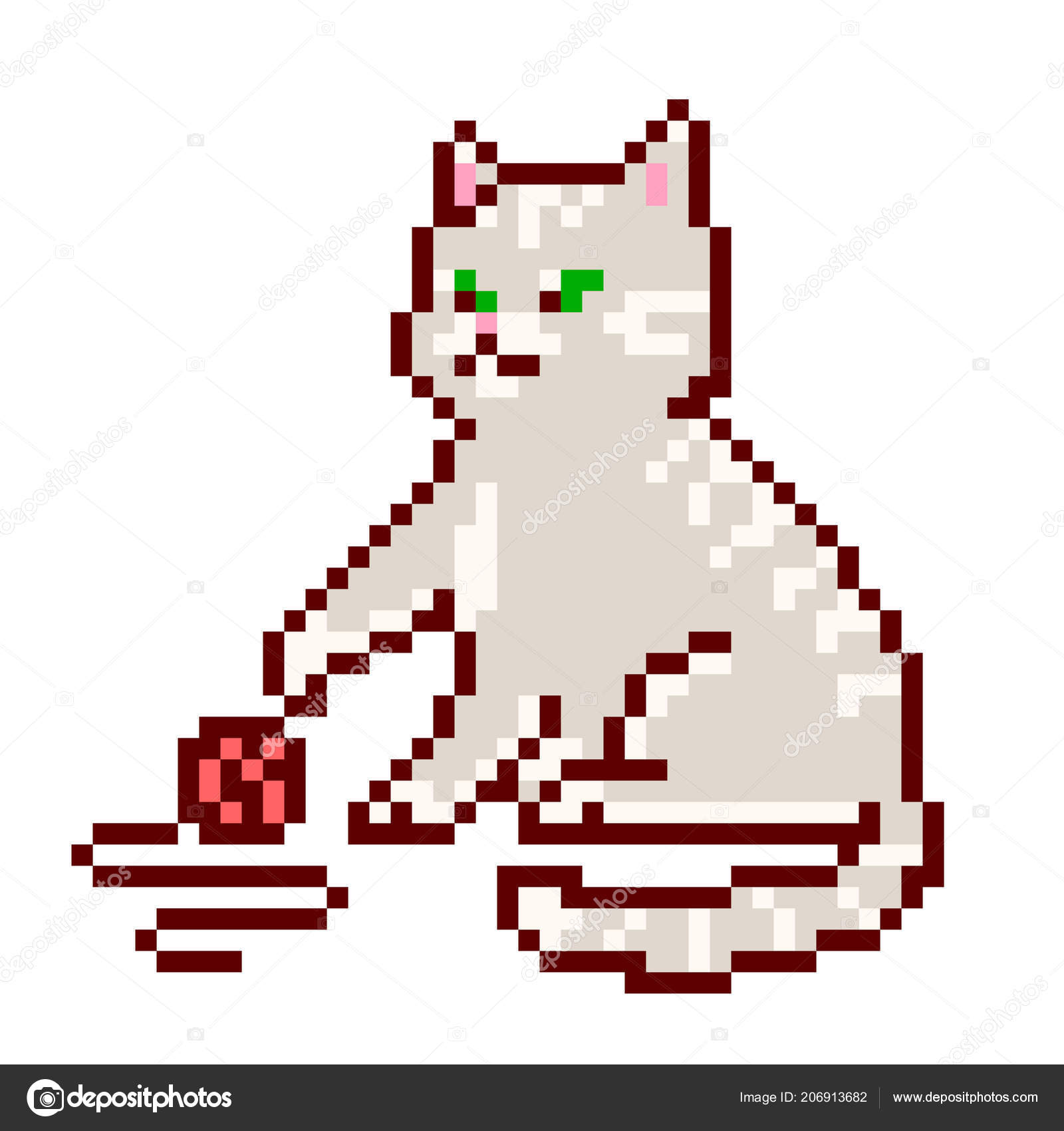 Cute Grey Striped Cat Sitting Playing Red Yarn Ball Pixel Vector Image By C Ksuperksu Vector Stock Cute Grey Striped Cat Sitting Playing Red Yarn Ball Pixel Vector Image By C Ksuperksu Vector Stock