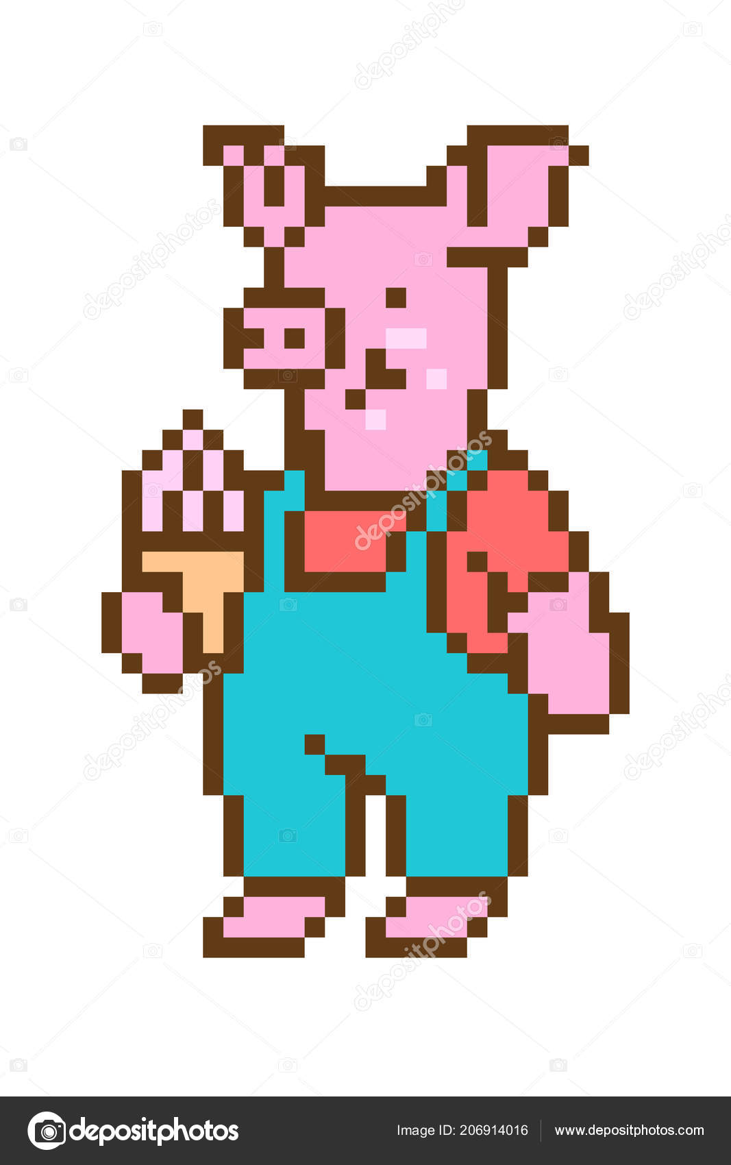 Pixel Art Pig Eating Ice Cream Cone Cartoon Character Isolated Stock Vector  Image by ©ksuperksu #206914016