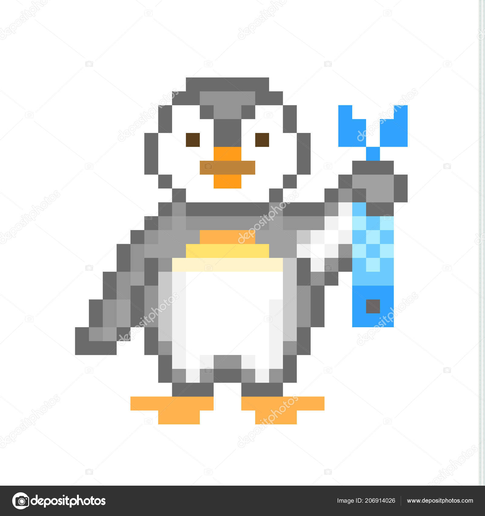Cute Little Baby Emperor Penguin Holding Fish Cartoon Pixel Art Stock  Vector Image by ©ksuperksu #206914026