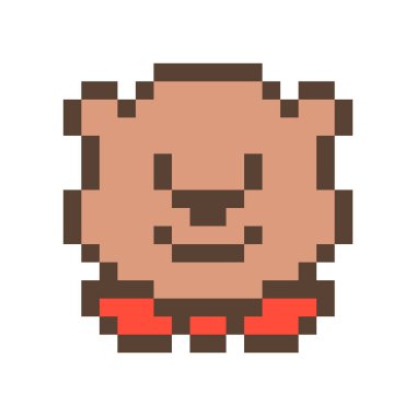 Sevimli gülümseyen ayı namlu, 16 x 16 piksel sanat simge beyaz arka plan üzerinde izole. Sohbet app etiket/sosyal medya hesap/Kullanıcı profili avatar/messenger emoji. Evde beslenen hayvan dükkanı/oyuncak mağazası/Hayvanat Bahçesi logosunu görmeniz gerekir. Rusya'nın sembolü.