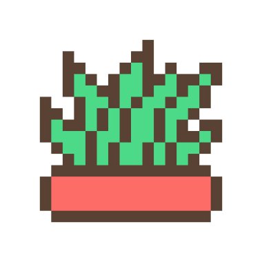 (Aloe, agav) yeşil sulu toprak çiçek kap, 16 x 16 piksel sanat simge beyaz arka plan üzerinde izole içinde. Retro 80s 90s eski okul 8 bit slot makinesidir/video oyun grafik. Houseplant logosunu görmeniz gerekir. Ofis bitki.