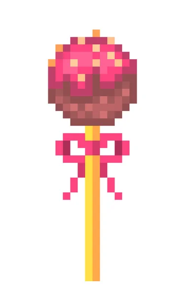 Pastel Chocolate Pop Con Glaseado Por Goteo Nueces Ilustración Pixel — Archivo Imágenes Vectoriales