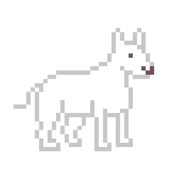 Toro Bianco Terrier Pixel Art Carattere Isolato Sfondo Bianco Bel — Vettoriale Stock