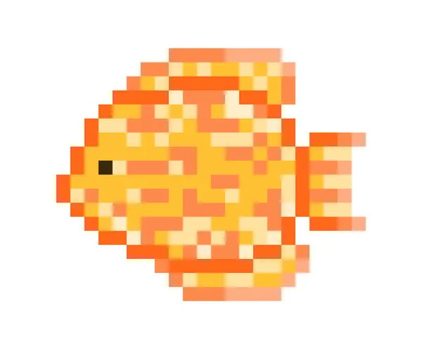 Amarelo Pompadour Peixe Personagem Pixel Art Isolado Fundo Branco Ícone — Vetor de Stock