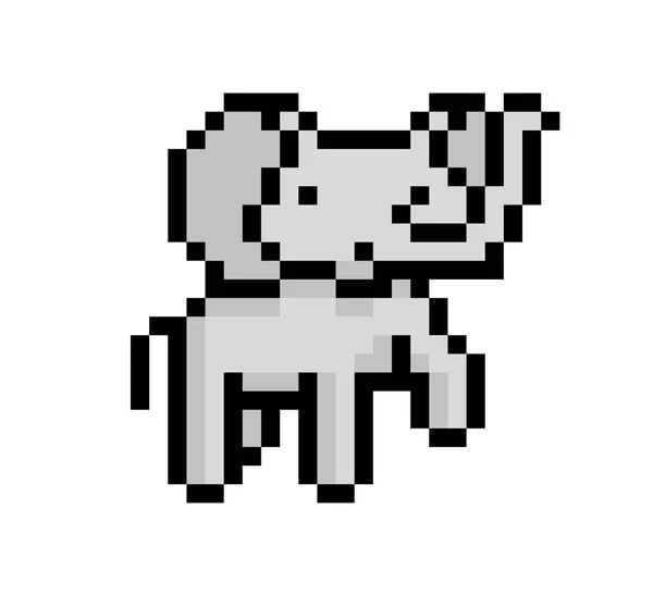 Pixel Art Bébé Éléphant Personnage Isolé Sur Fond Blanc Faune — Image vectorielle