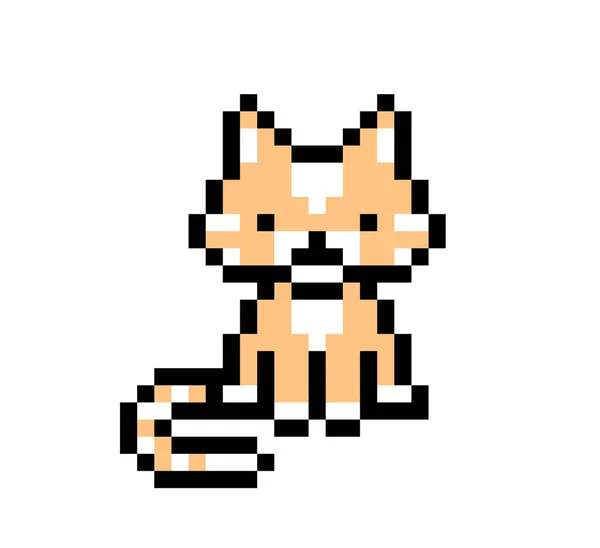 Pixel Arte Gato Isolado Fundo Branco Ícone Animal Doméstico Logotipo —  Vetores de Stock