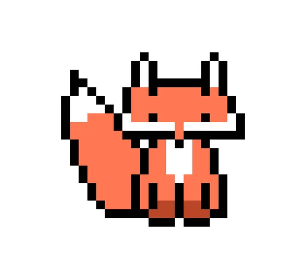 Pixel Personagem Raposa Arte Isolado Fundo Branco Ícone Animais Selvagens — Vetor de Stock