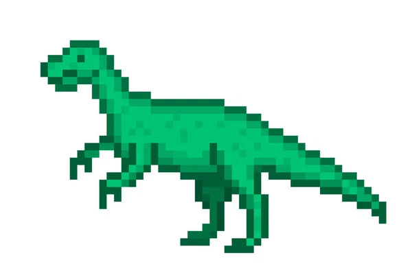 Énorme Dinosaure Vert Monolophosaurus Chasse Bit Pixel Art Animal Sauvage — Image vectorielle