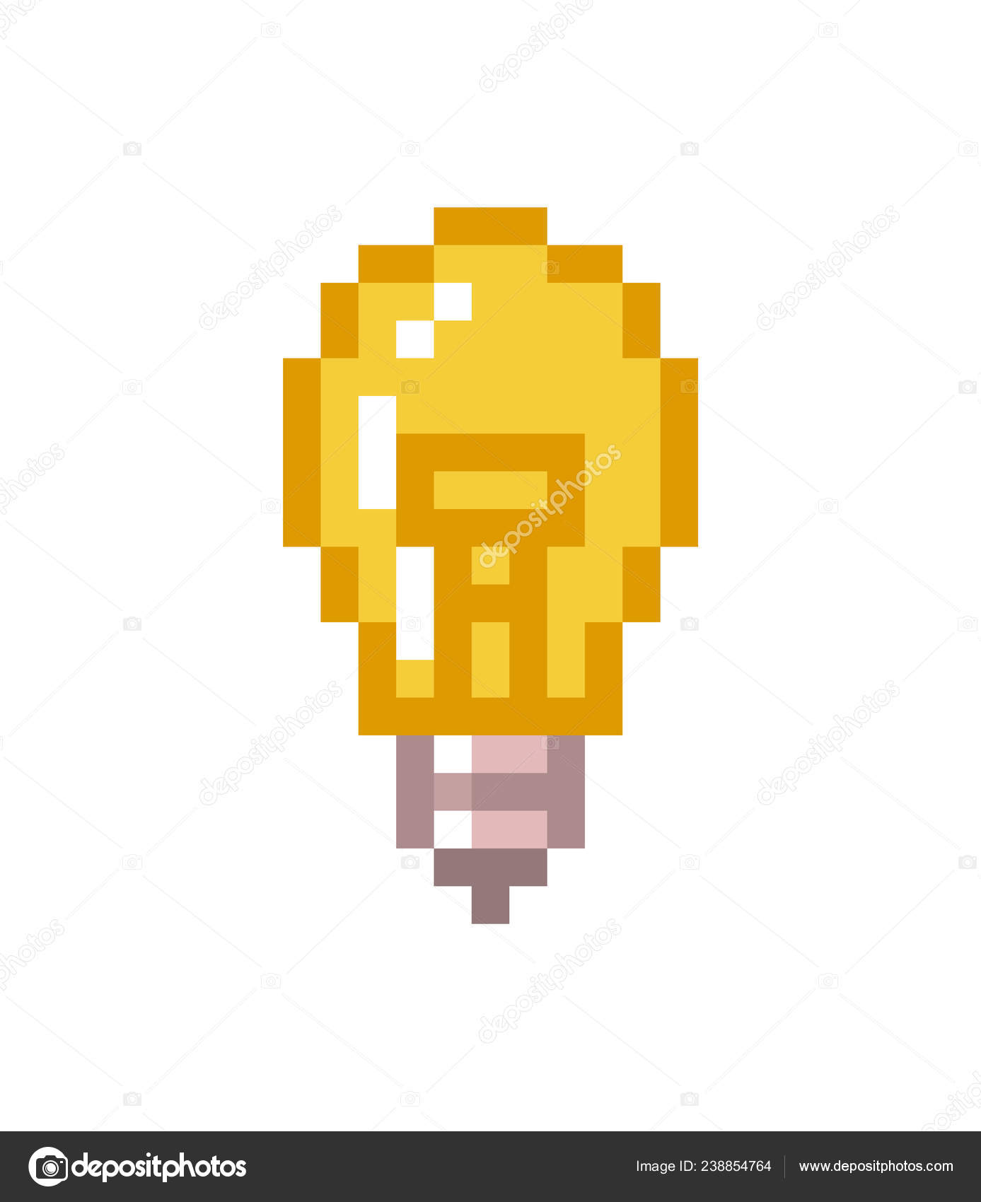 Enkelhed baseball Absorbere Warm Yellow Electric Light Bulb Pixel Art Icon Isolated White Stock Vector  by ©ksuperksu 238854764